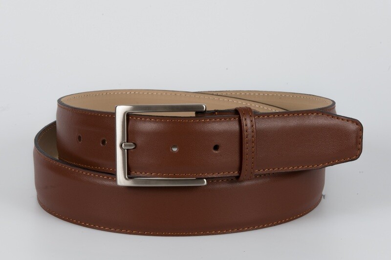 cintura vitello liscio cuoio 4 cm