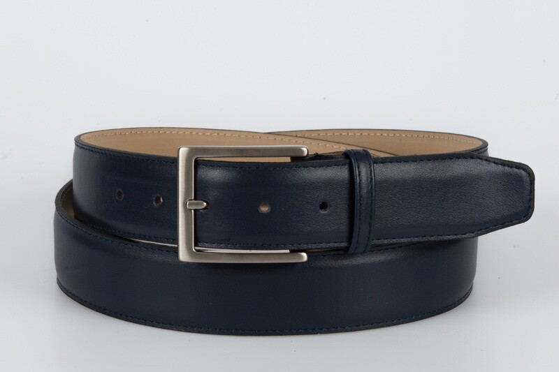 cintura vitello liscio blu 4 cm