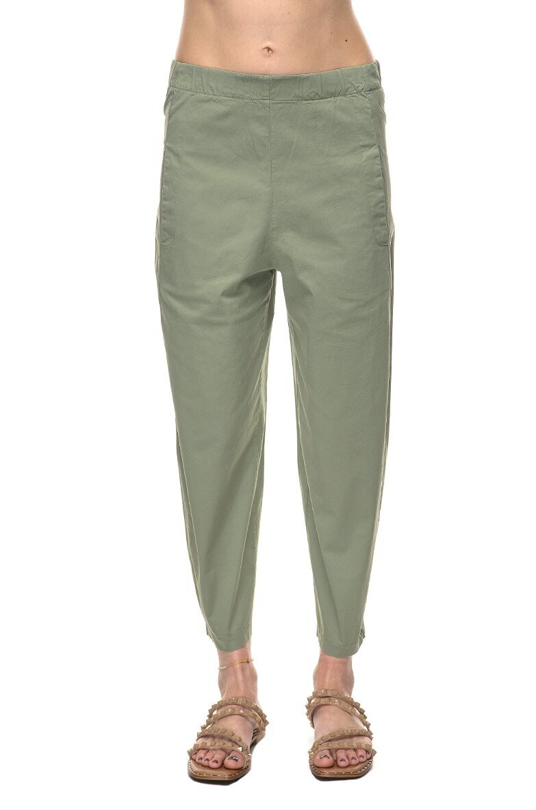 PANTALONE VERDE SALVIA COTONE TREBARRABI'