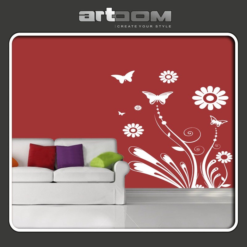 Цветя и пеперуди - Стикер