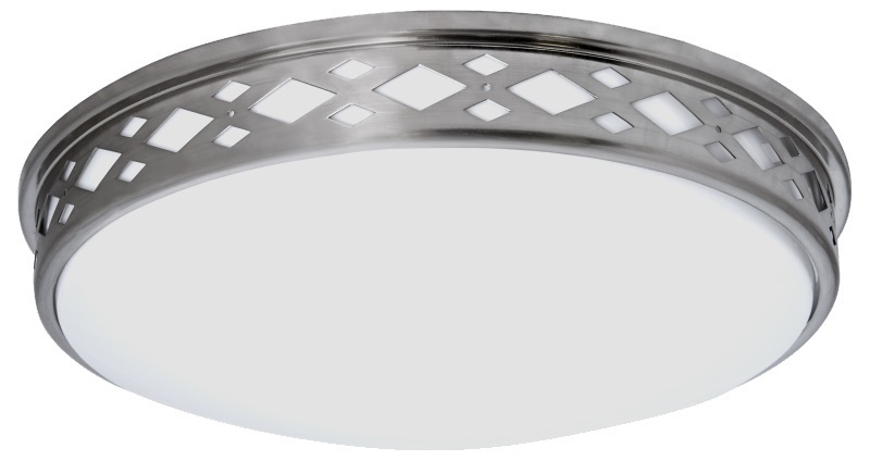 Lattice Series - Diamond shaped lattice round LED surface mount light - Satin Nickel Finish - 3 sizes available