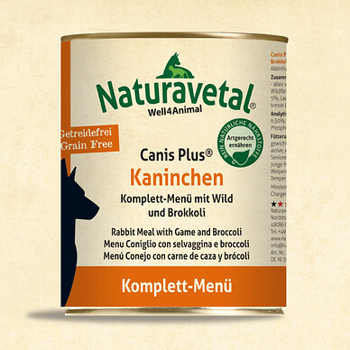 Naturavetal Canis Plus Rabbit meal with game and broccoli (800g)