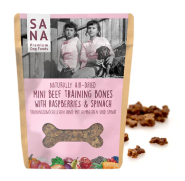 SANA beef training bones with rapsberries and spinach (100g)