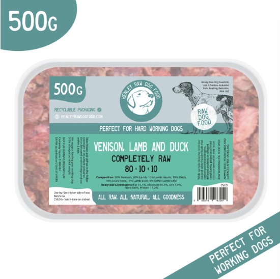 Henley Raw Venison, Lamb &amp; Duck Complete 80/10/10 (500g)