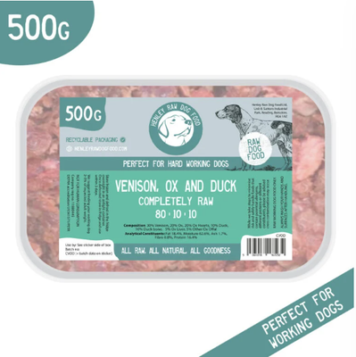Henley Raw Venison, Ox &amp; Duck Complete 80/10/10 (500g)
