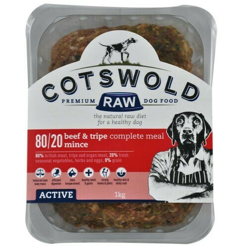 Cotswold Raw Beef and Tripe Mince Active-80/20 (500g)