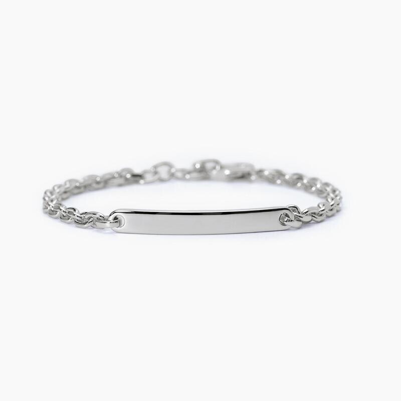 Mabina Bracciale in argento con catena e piastra