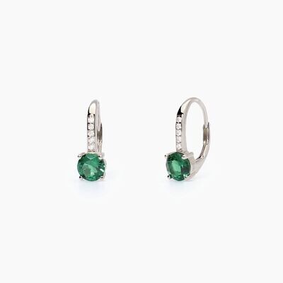 Mabina Orecchini in argento 925/°°° smeraldo sint zirconi