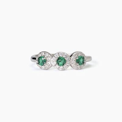 Mabina Anello in argento 925/°°° smeraldo sint zirconi