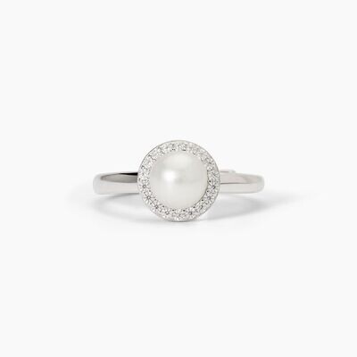 Mabina Anello in argento 925/°°° perle coltivate zirconi