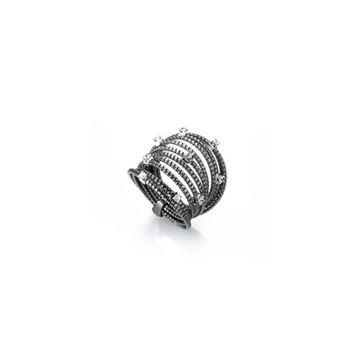 Marcello Pane anello in argento 925/°°° con zirconi bianchi