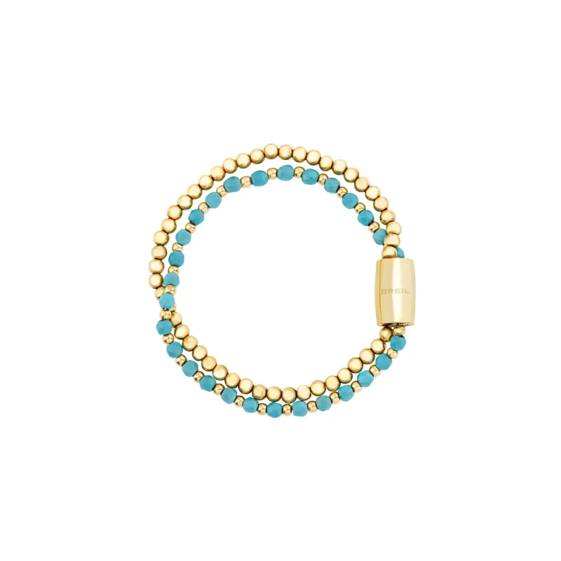 Breil Bracciale con doppia catena oro e azzurro con Magnetica system TJ3585