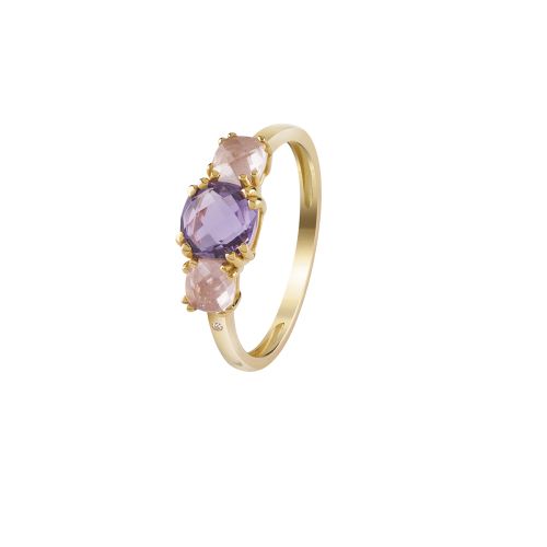 ANELLO BLISS JOY CANDY CON AMETISTA E QUARZO ROSA