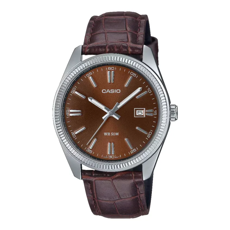 OROLOGIO CASIO TIMELESS MARRONE PELLE