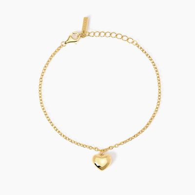 Mabina Bracciale in argento placcato oro con ciondolo cuore