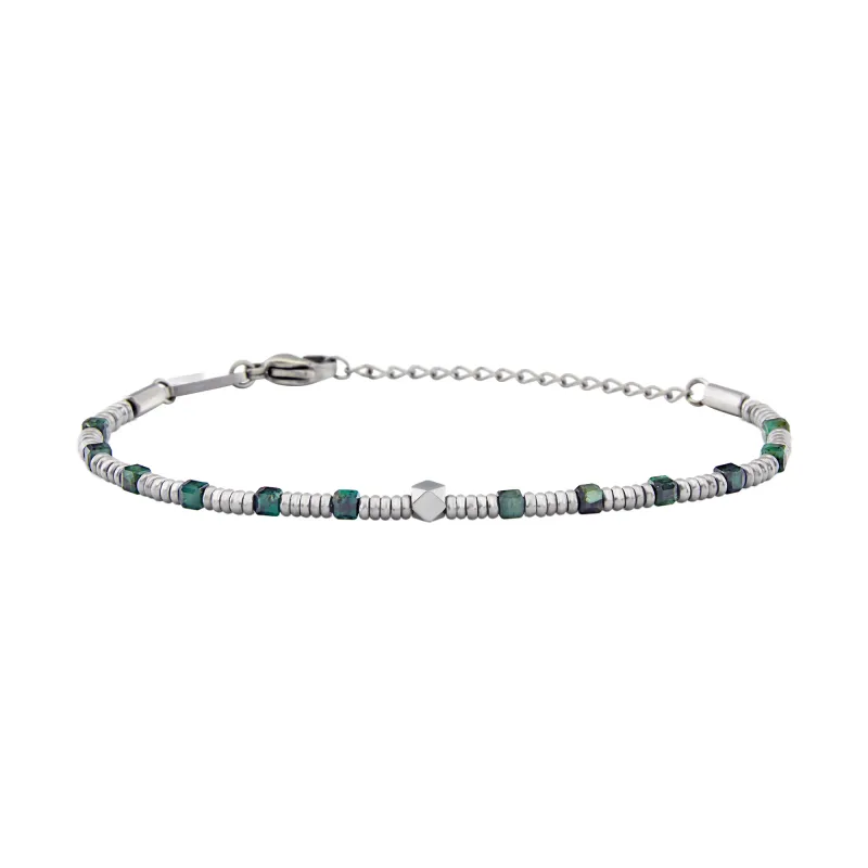 BRACCIALE BREIL PRIAM IN ACCIAIO E RADICE DI SMERALDO
