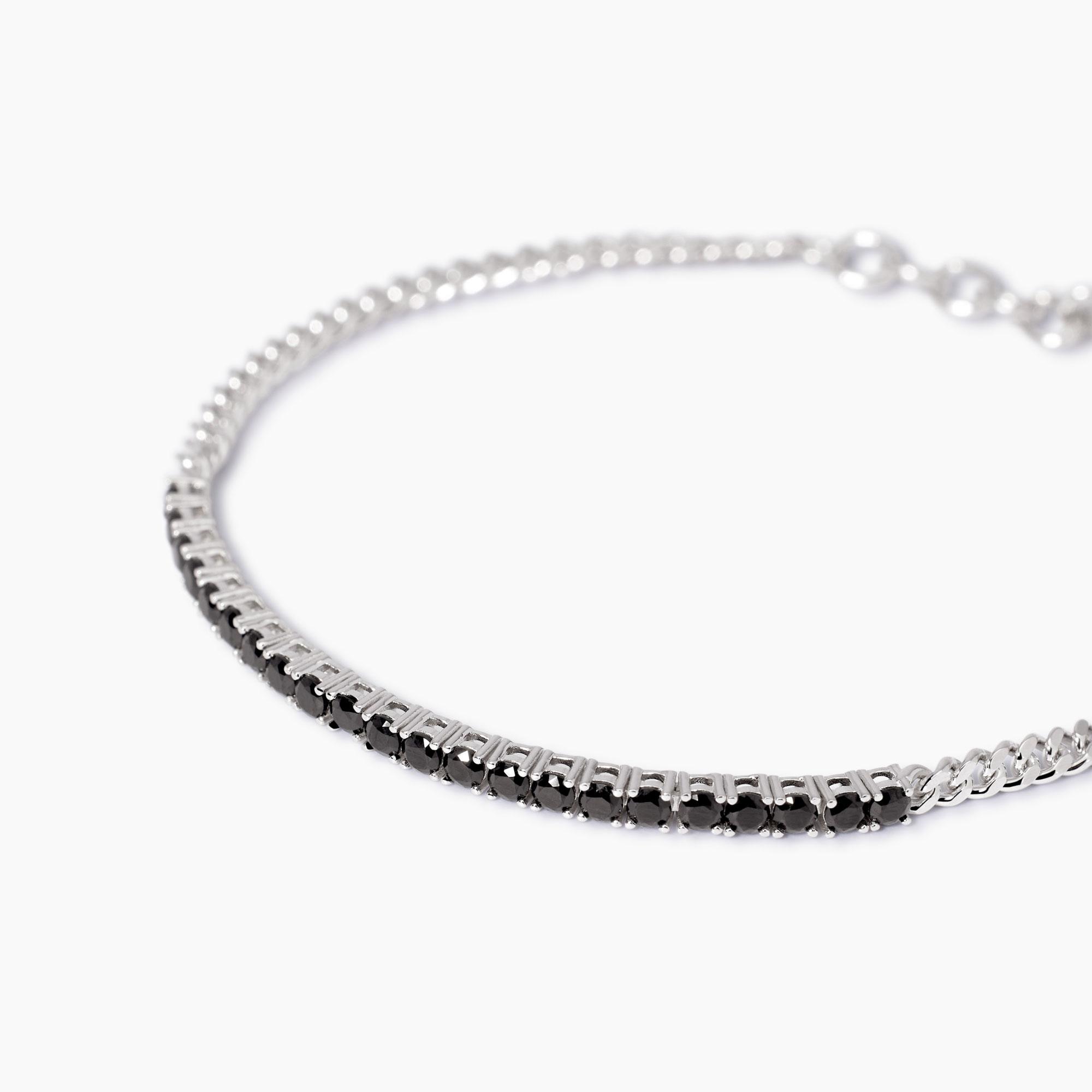 Mabina Bracciale con catena groumette e tennis di zirconi in Argnto 925/°°°