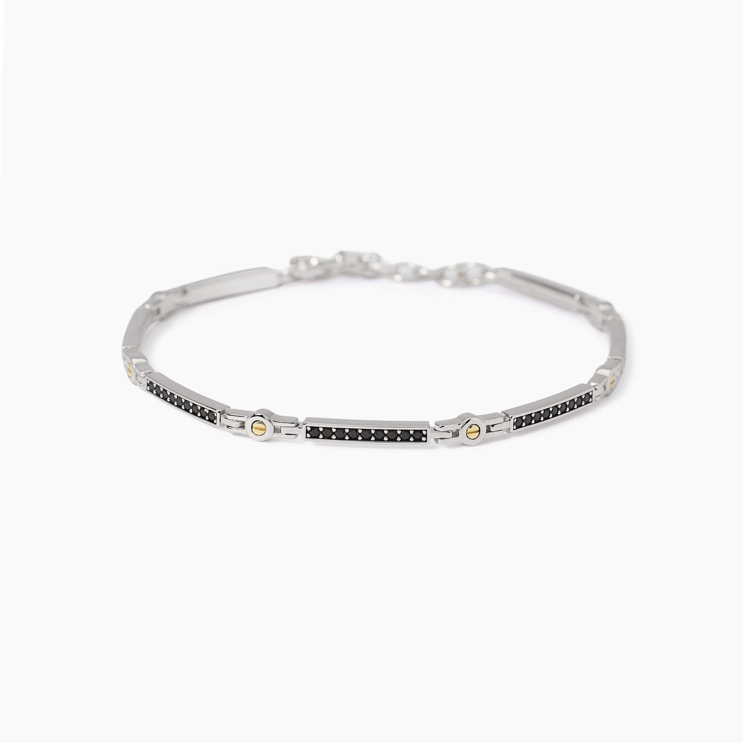 Mabina Bracciale con piastre e  zirconi in Argnto 925/°°°