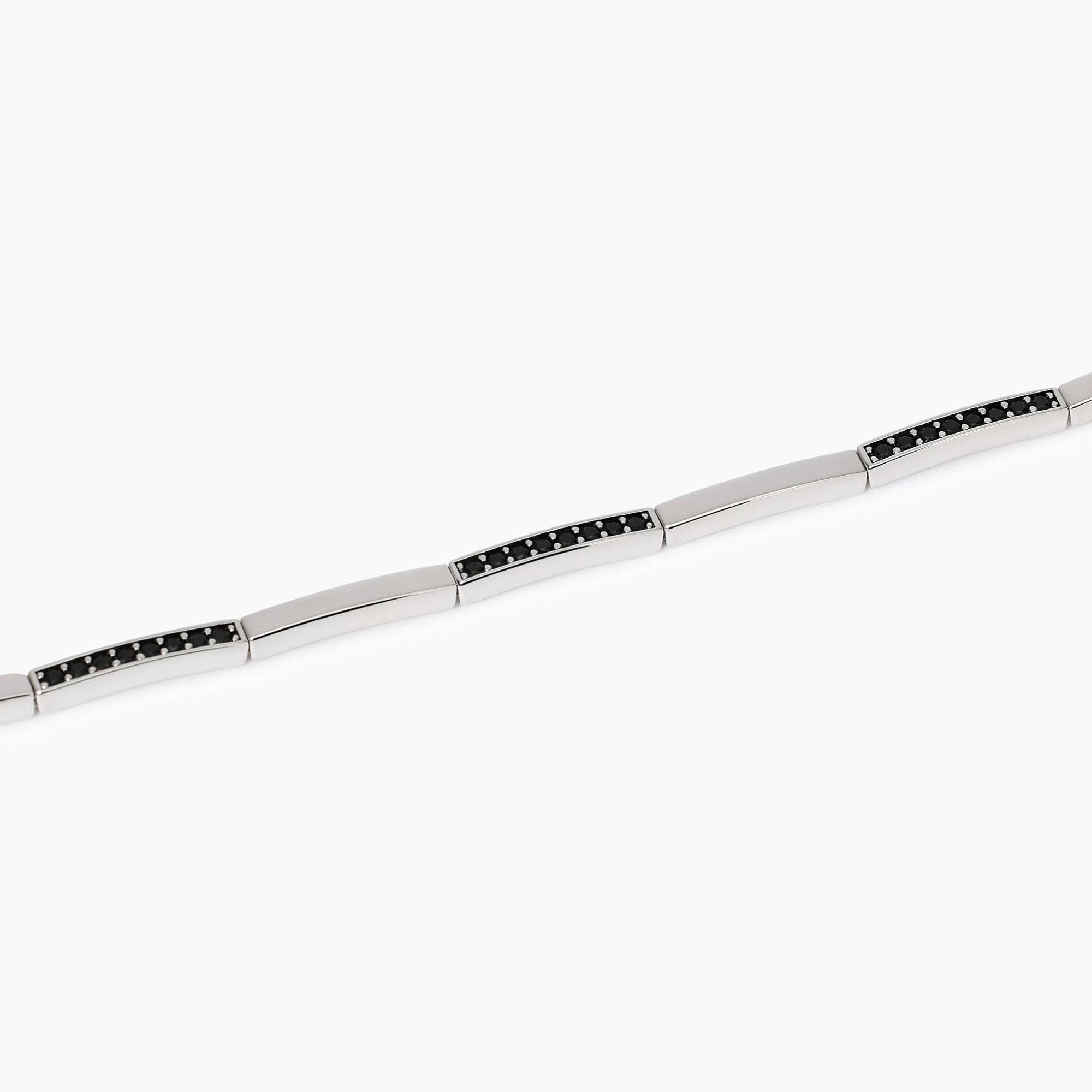 Mabina Bracciale con piastre e  zirconi in Argnto 925/°°°