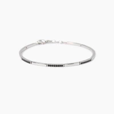 Mabina Bracciale con piastre e  zirconi in Argnto 925/°°°