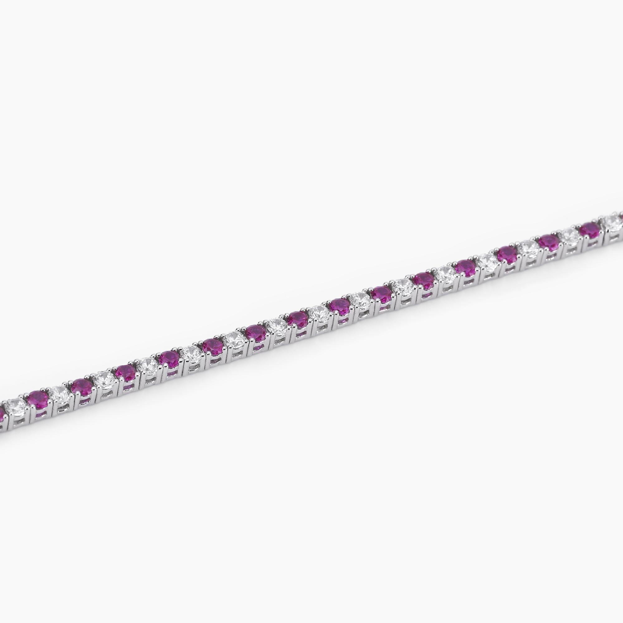 Mabina - Bracciale tennis con zirconi bianchi e rubini sintetici