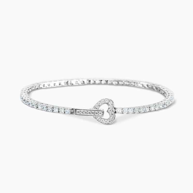 Mabina - Bracciale tennis in argento con zirconi e chiusura a cuore