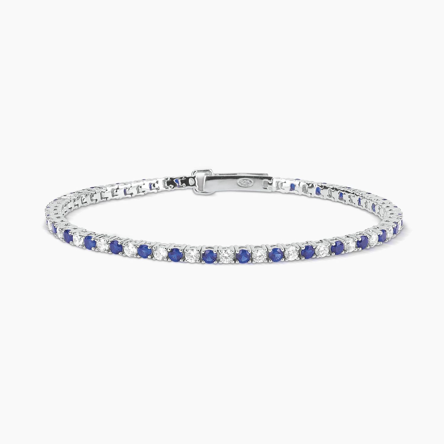 Mabina - Bracciale tennis con zirconi bianchi e zaffiri sintetici