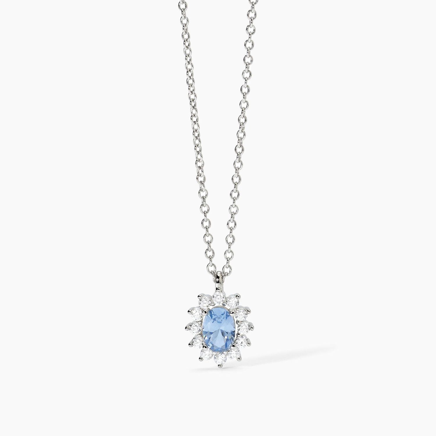Mabina - girocollo in argento con ciondolo acquamarina sintetica