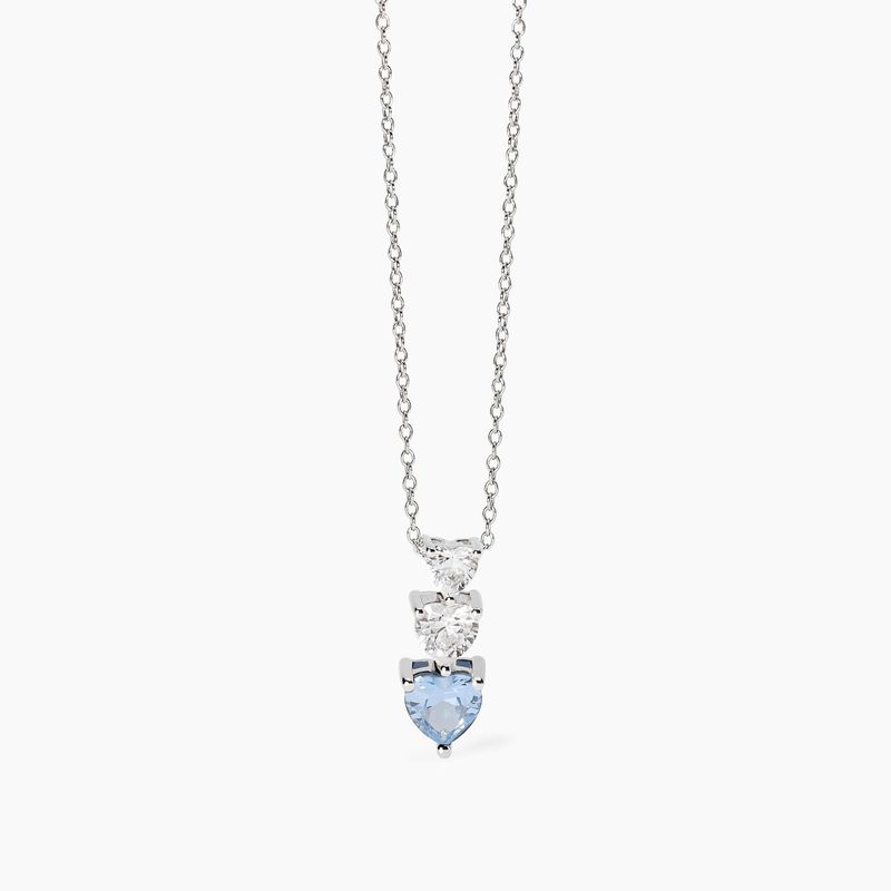 Mabina Girocollo con cuori in zircone e acquamrina sintetica