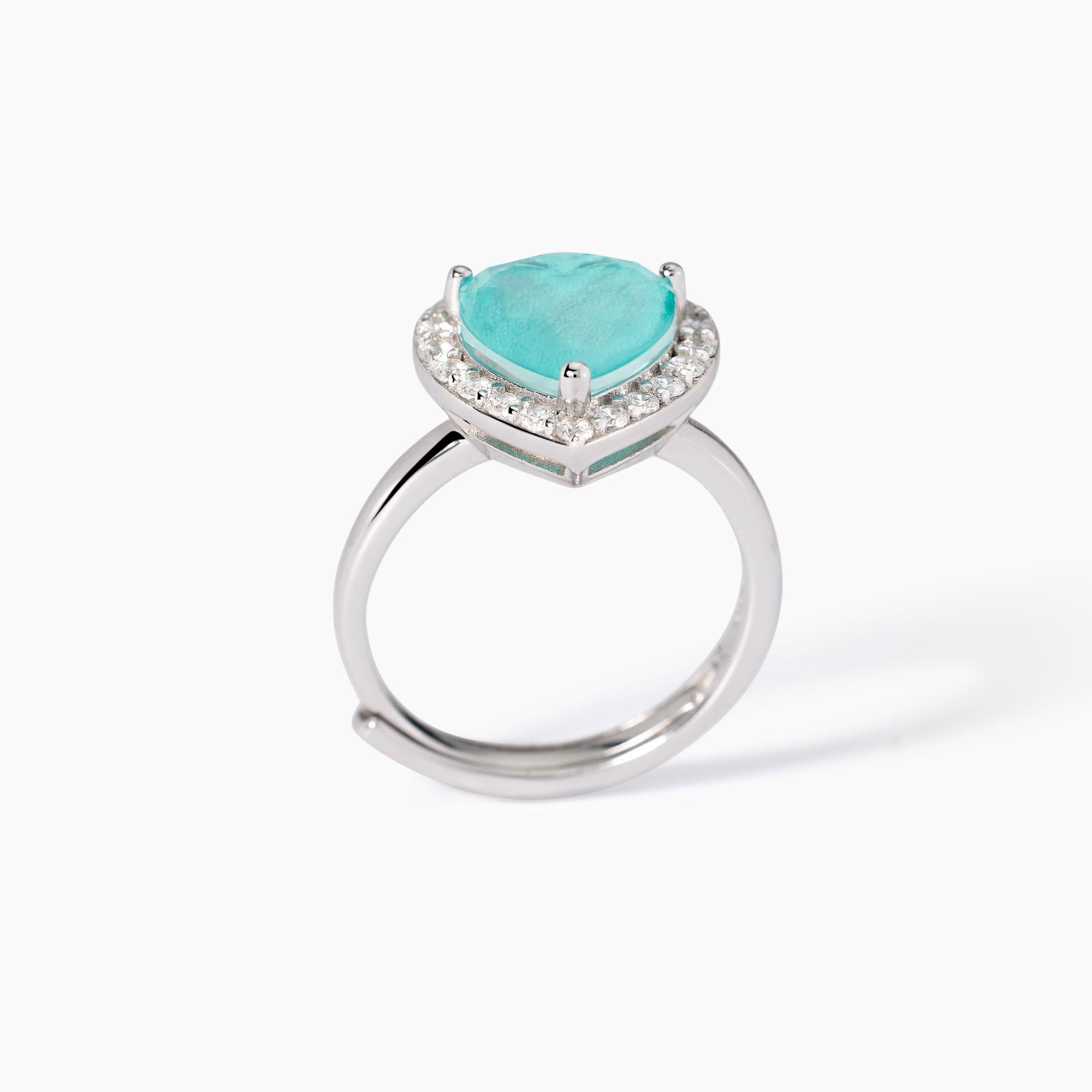 Mabina Anello con cuore azzurro e zirconi
