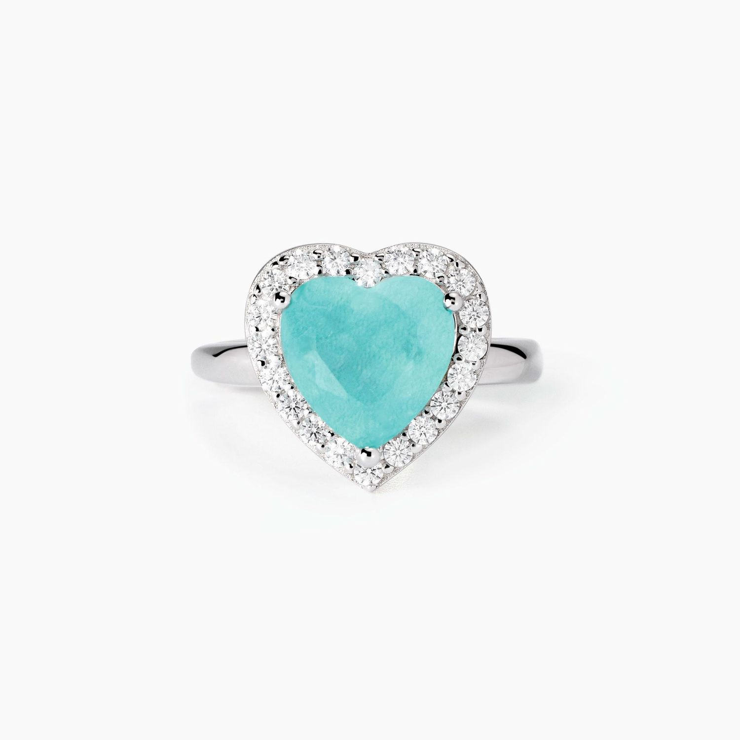 Mabina Anello con cuore azzurro e zirconi