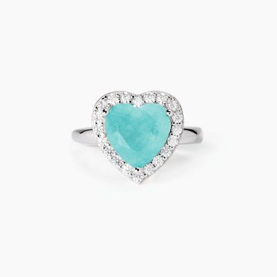 Mabina Anello con cuore azzurro e zirconi