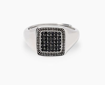 Mabina Anello chevalier con pavè nero Mabina Anello chevalier con pavè nero