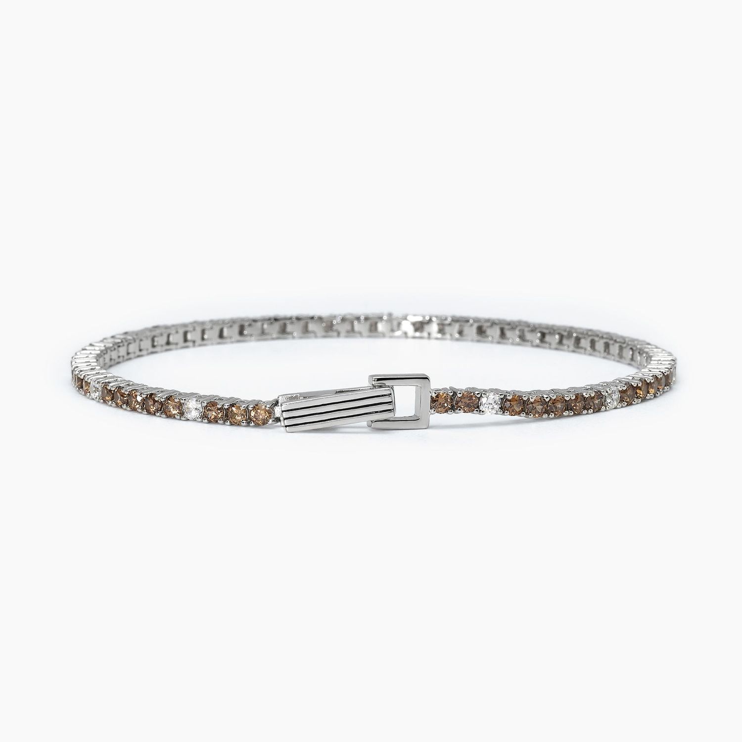 Mabina Bracciale tennis marrone e bianco