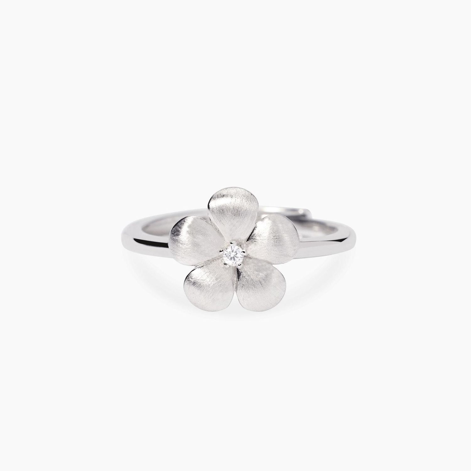 Mabina Anello con fiore in Argento Bulinato