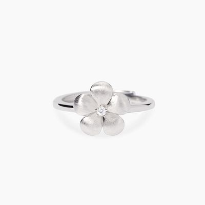 Mabina Anello con fiore in Argento Bulinato