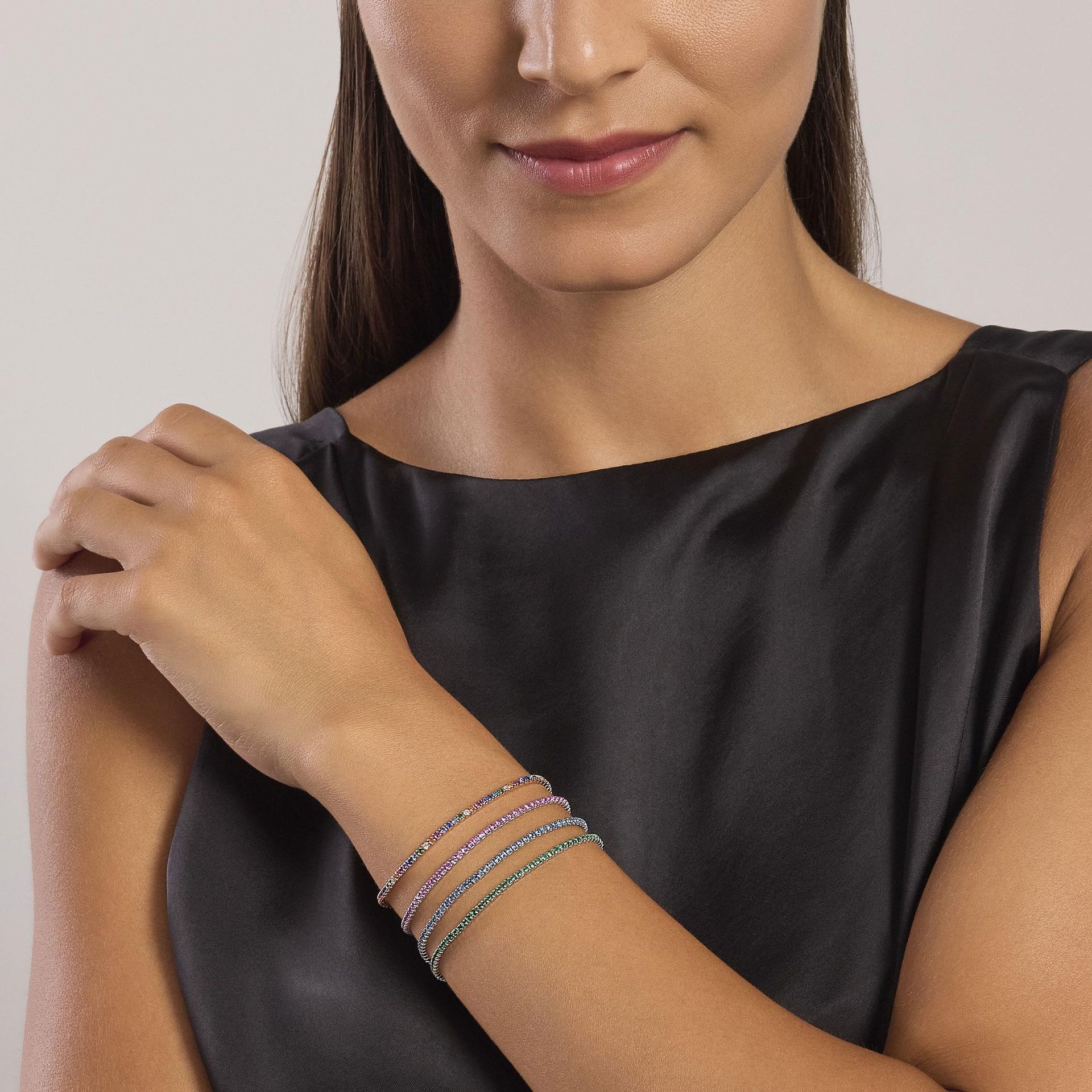 Mabina Bracciale tennis placcato oro con pietre