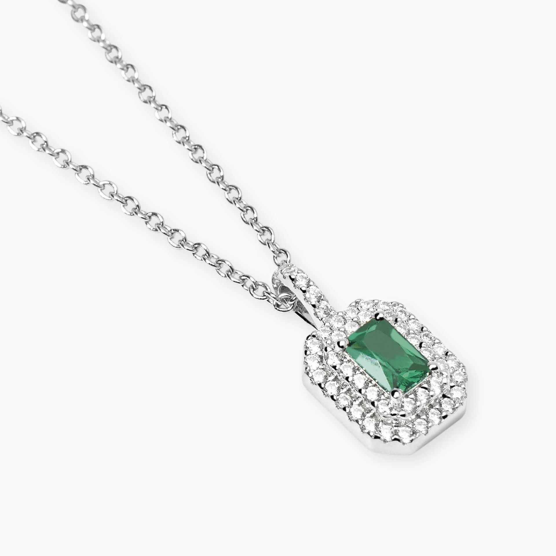 Mabina Girocollo con smeraldo sintetico e zirconi