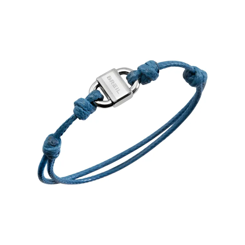 Breil Bracciale B Lock in acciaio e cordino di cotone