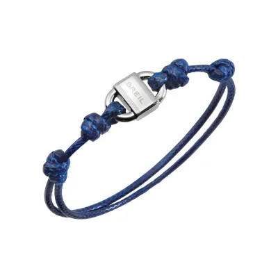 Breil Bracciale B Lock in acciaio e cordino di cotone