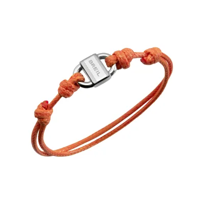 Breil Bracciale B Lock in acciaio e cordino di cotone
