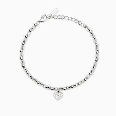 Mabina Bracciale con sfere e ciondolo cuore Mabina Bracciale con sfere e ciondolo cuore