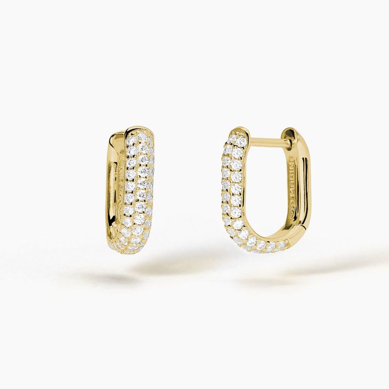 MABINA ORECCHINI OVALI IN ARGENTO DORATO CON PAVE'