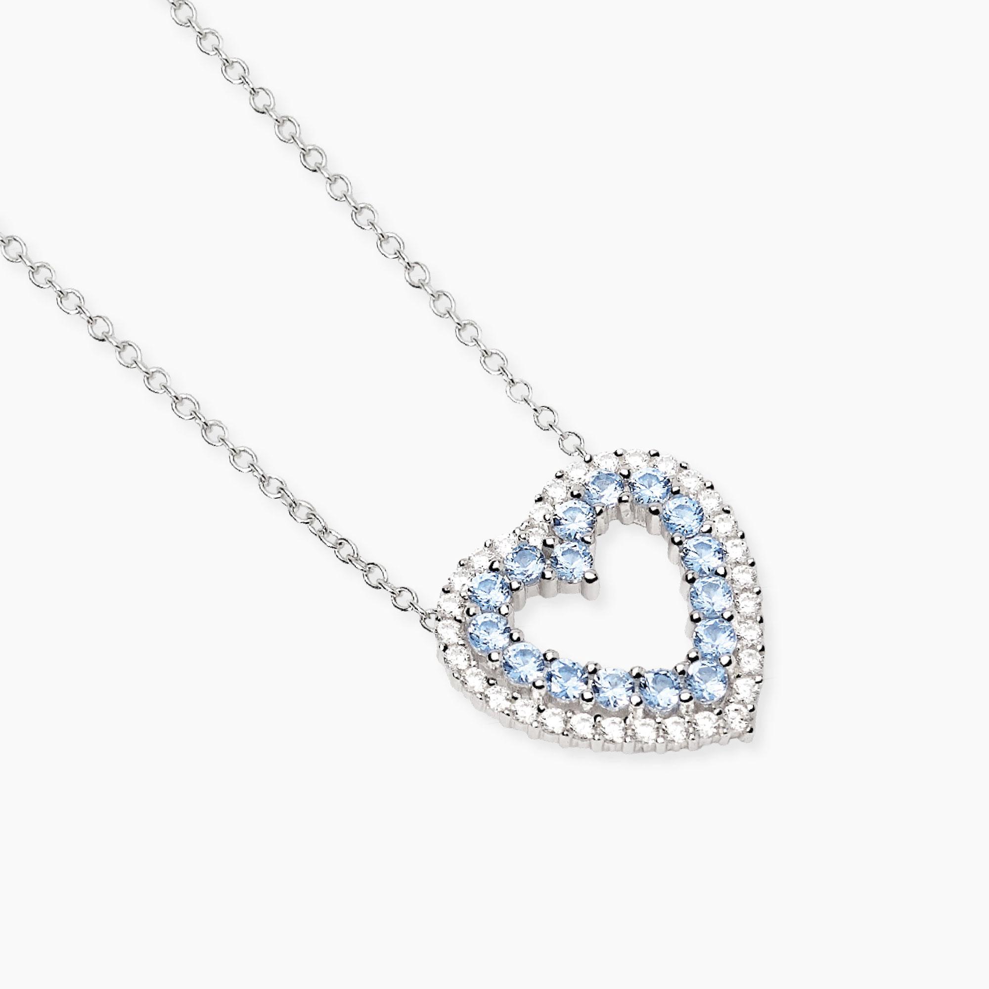 MABINA GIORCOLLO CIONDOLO A CUORE E ZIRCONI E ACQUAMARINE