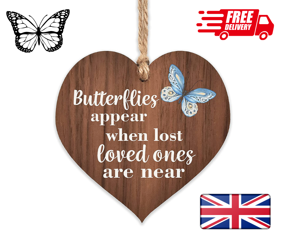 Wooden Hanging Heart Memorial Plaque Shabby Chic Gift Sign
