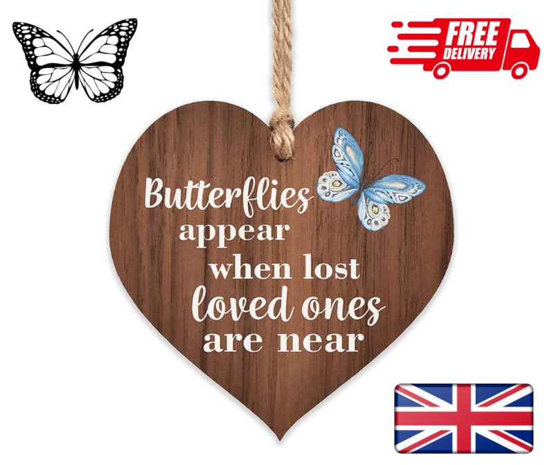 Wooden Hanging Heart Memorial Plaque Shabby Chic Gift Sign