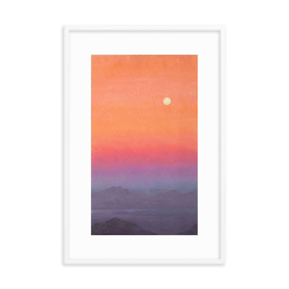 'Sky Island Full Moon' White Framed Poster 36" x 24"