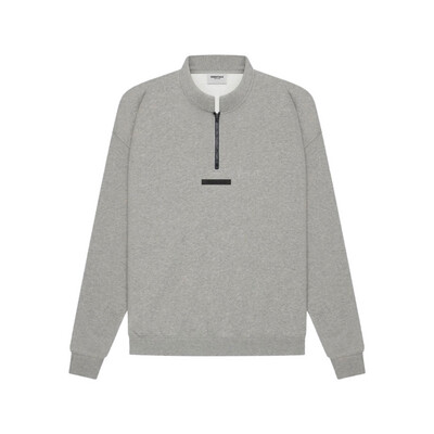 FOG ESSENTIALS Mockneck Half Zip Sweat Dark  Oatmeal