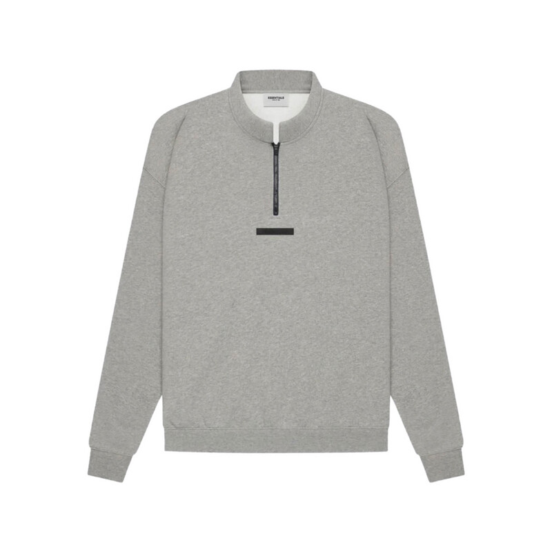FOG ESSENTIALS Mockneck Half Zip Sweat Dark  Oatmeal