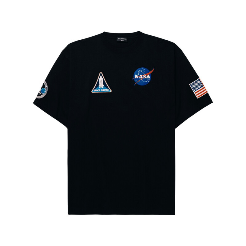 BALENCIAGA Nasa Boxy Fit Cotton T-shirt In Black BALENCIAGA Nasa Boxy Fit Cotton T-shirt In Black
